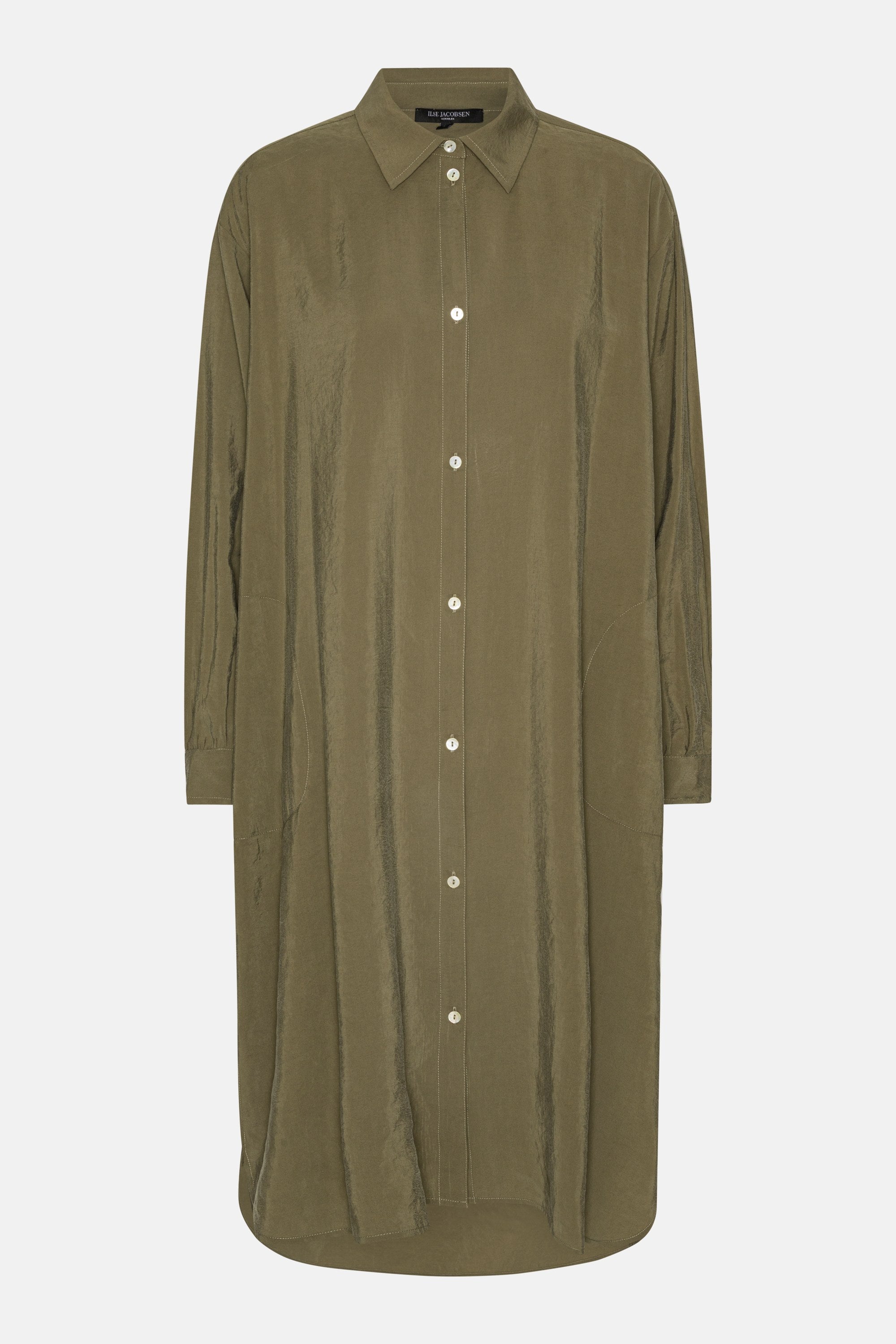 Long Sleeved Tunic Shirt Dress - Capers