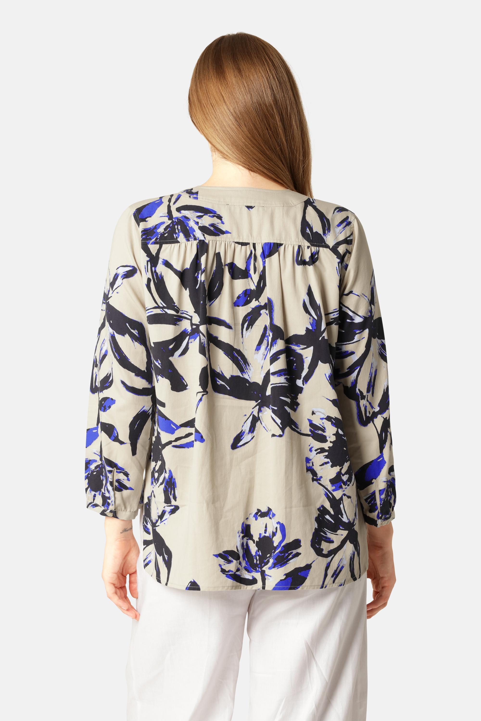 Shirt V-neck - Sand Artsy Stroke Flower