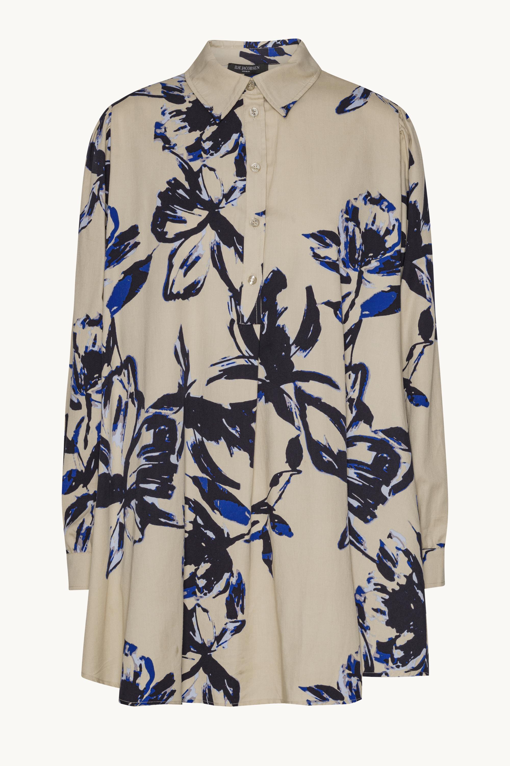 Long Tunic Dress - Sand Artsy Stroke Flower