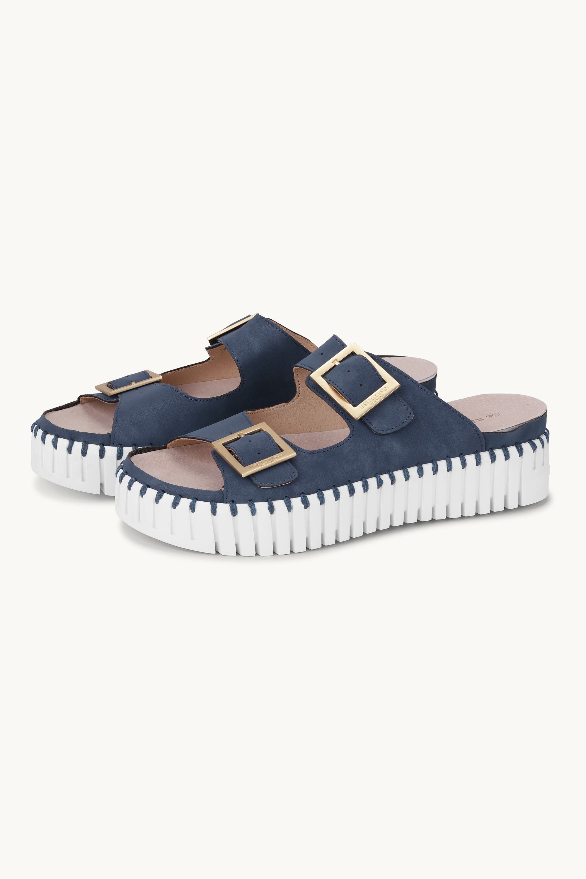 Platform Sandals Buckle - Blue Greyness White