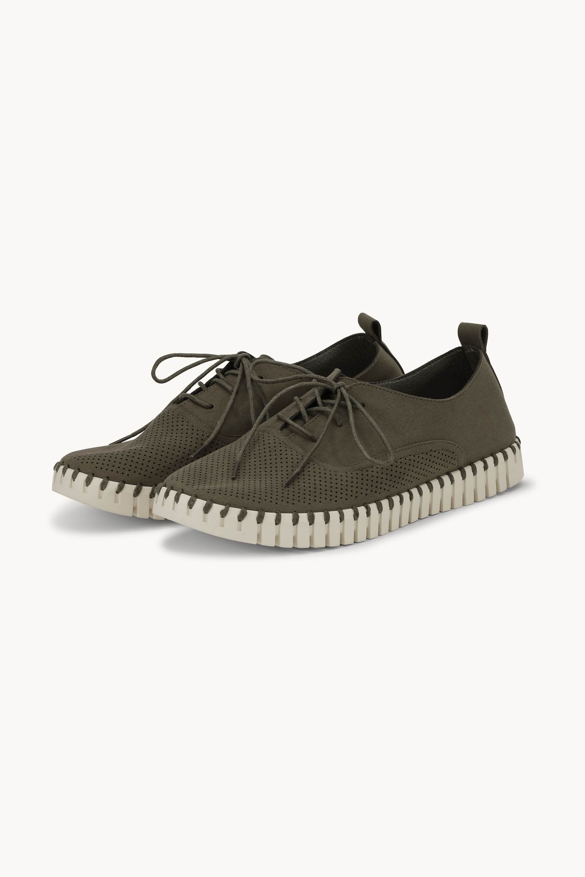 Men’s Shoes With Laces - Deep Olive Pearled Ivory