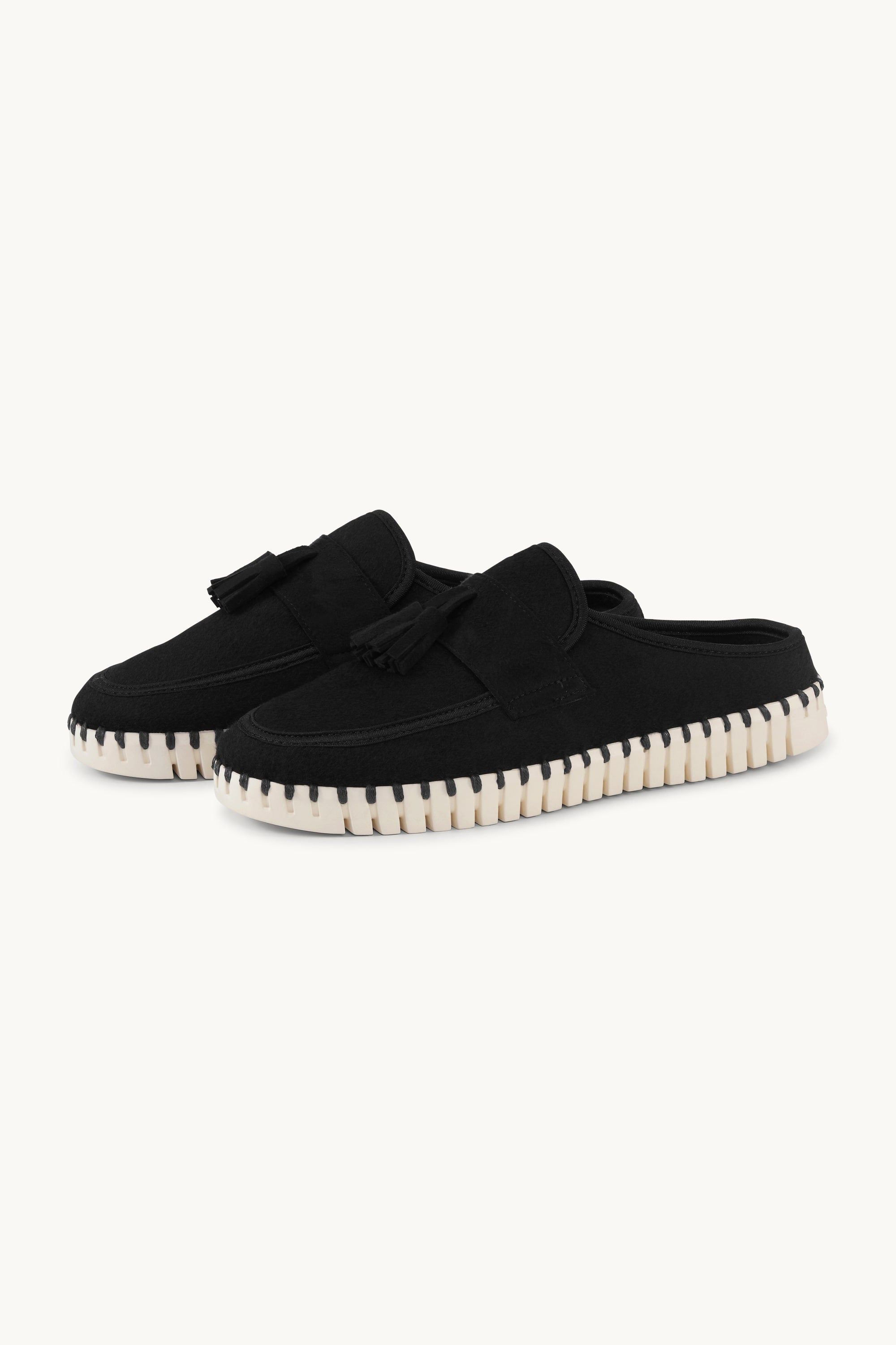 Tulip Wool Mule - Black Pearled Ivory