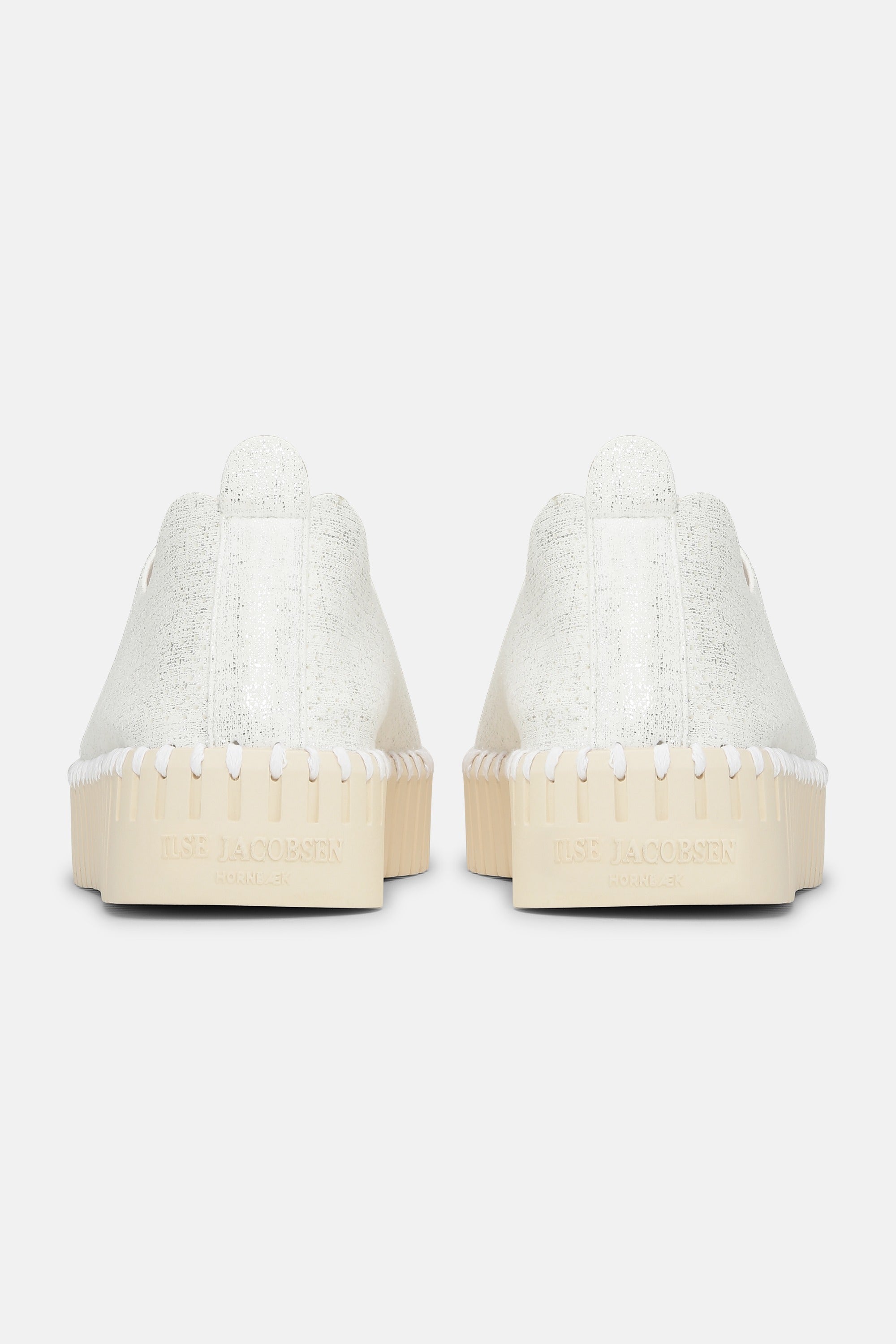 Platform Tulip Sko Glitter - White Pearled Ivory