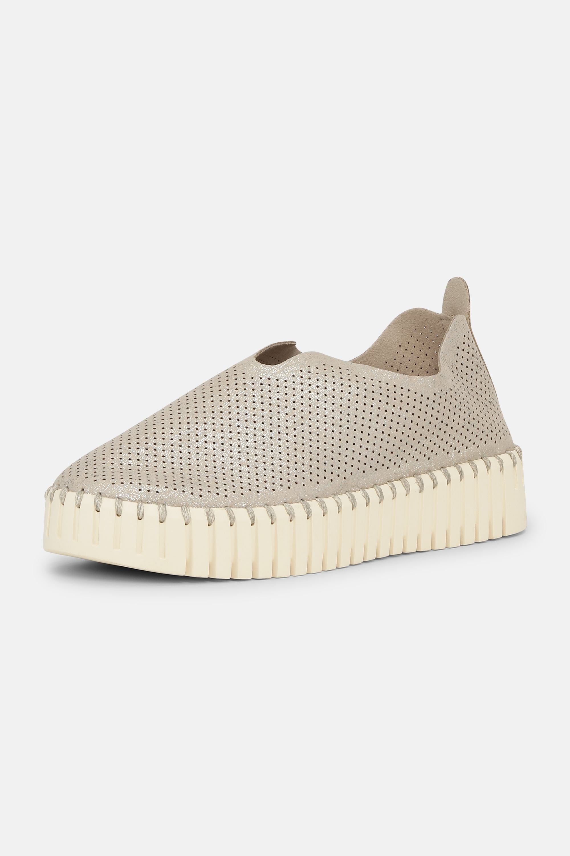 Platform Tulip Sko Glitter - Silver Pearled Ivory