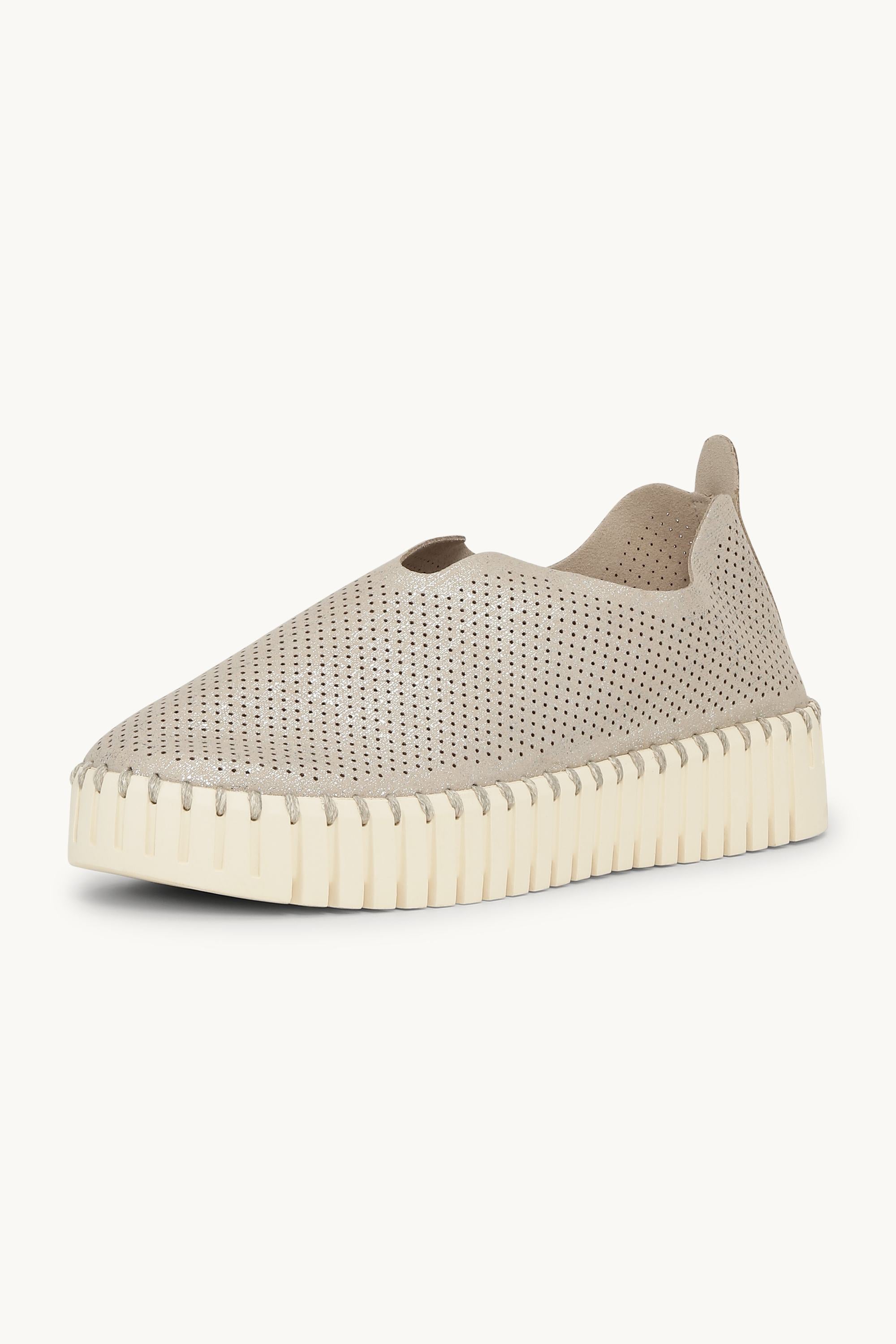 Platform Tulip Sko Glitter - Silver Pearled Ivory