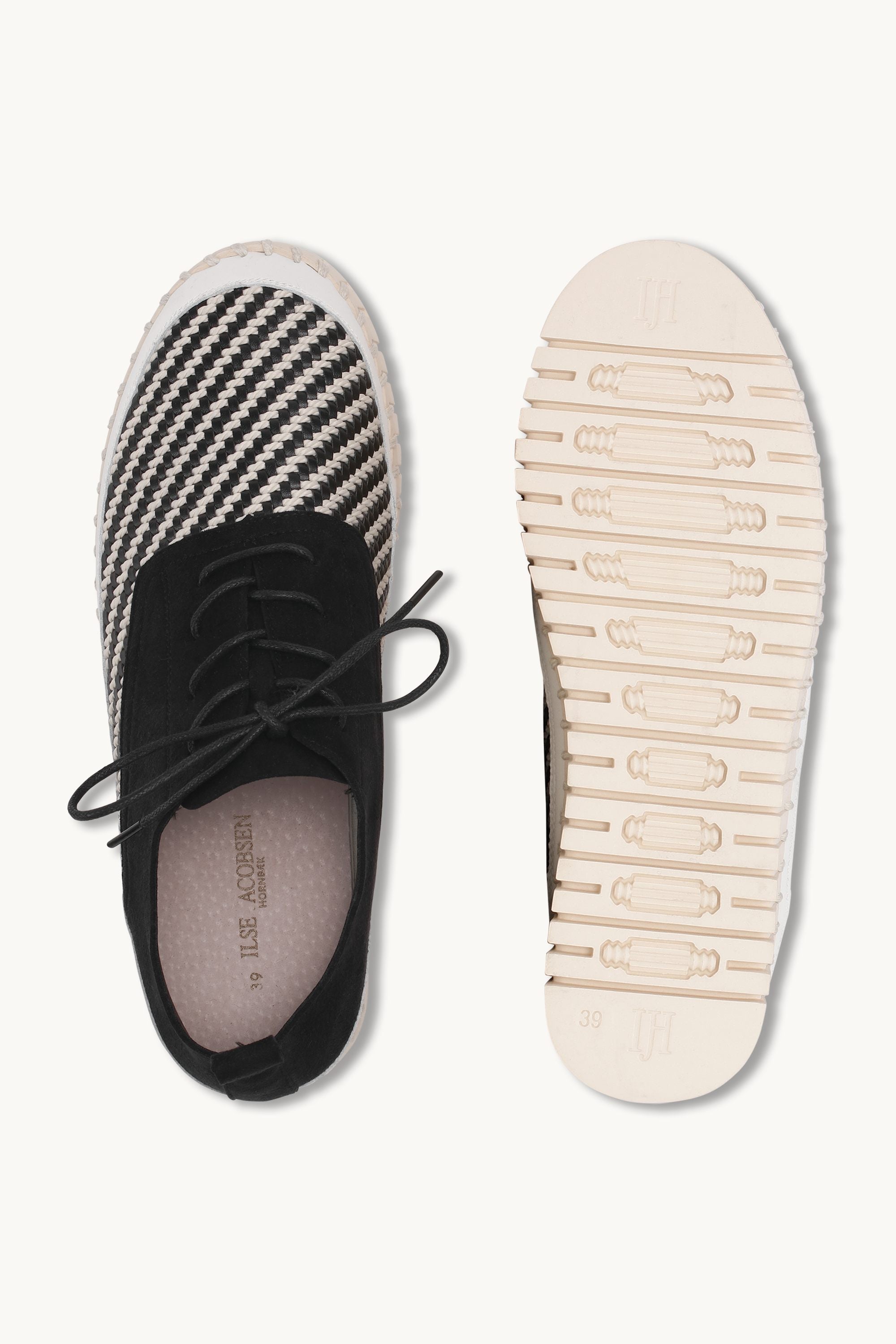 Ilse Jacobsen Uomo Tulip 144 Scarpe – Nylon E Poliuretano, Colore Black Pearled Ivory, Tacco Piatto, Taglia 46 EU