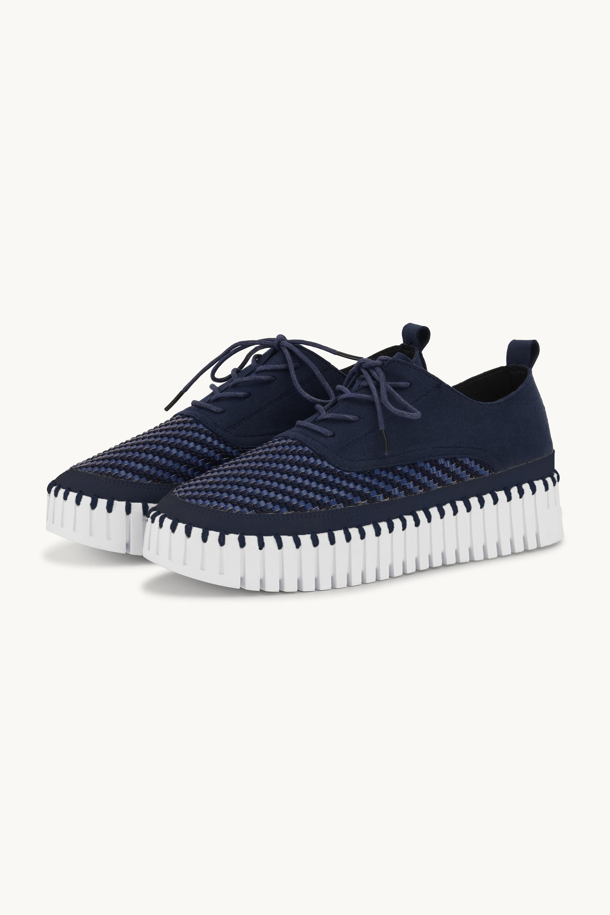 Tulip Flats With Laces - Dark Indigo White