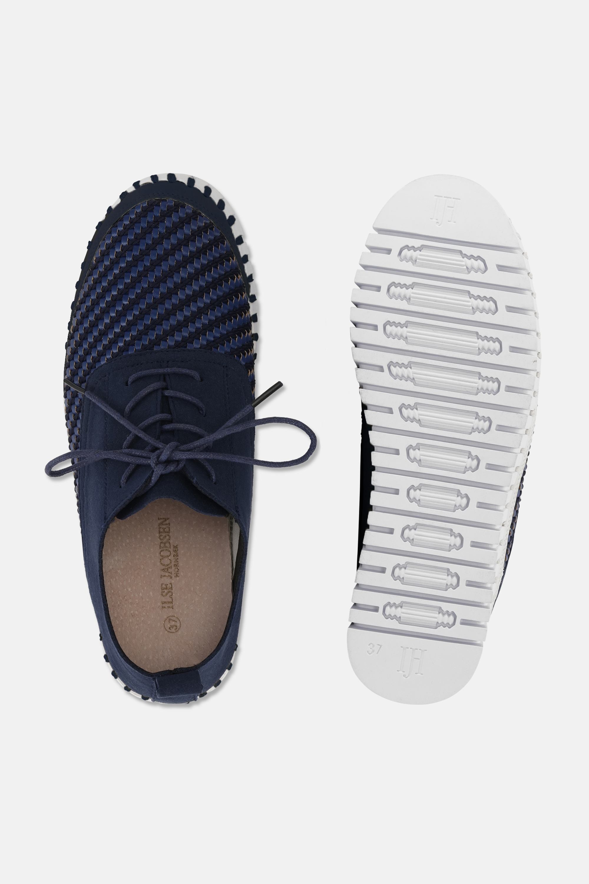Tulip Flats With Laces - Dark Indigo White