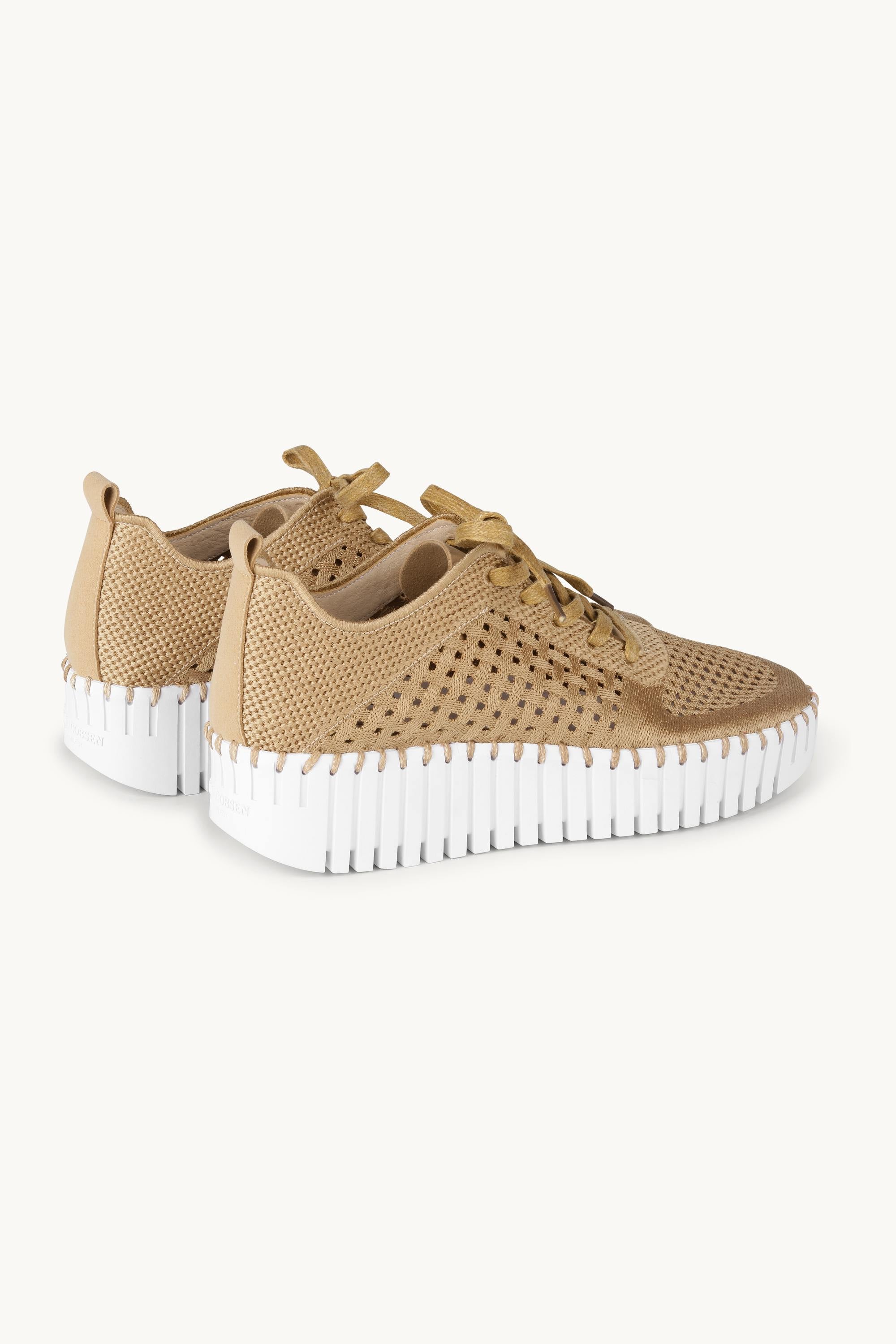 Tulip Flats With Laces - Latte White
