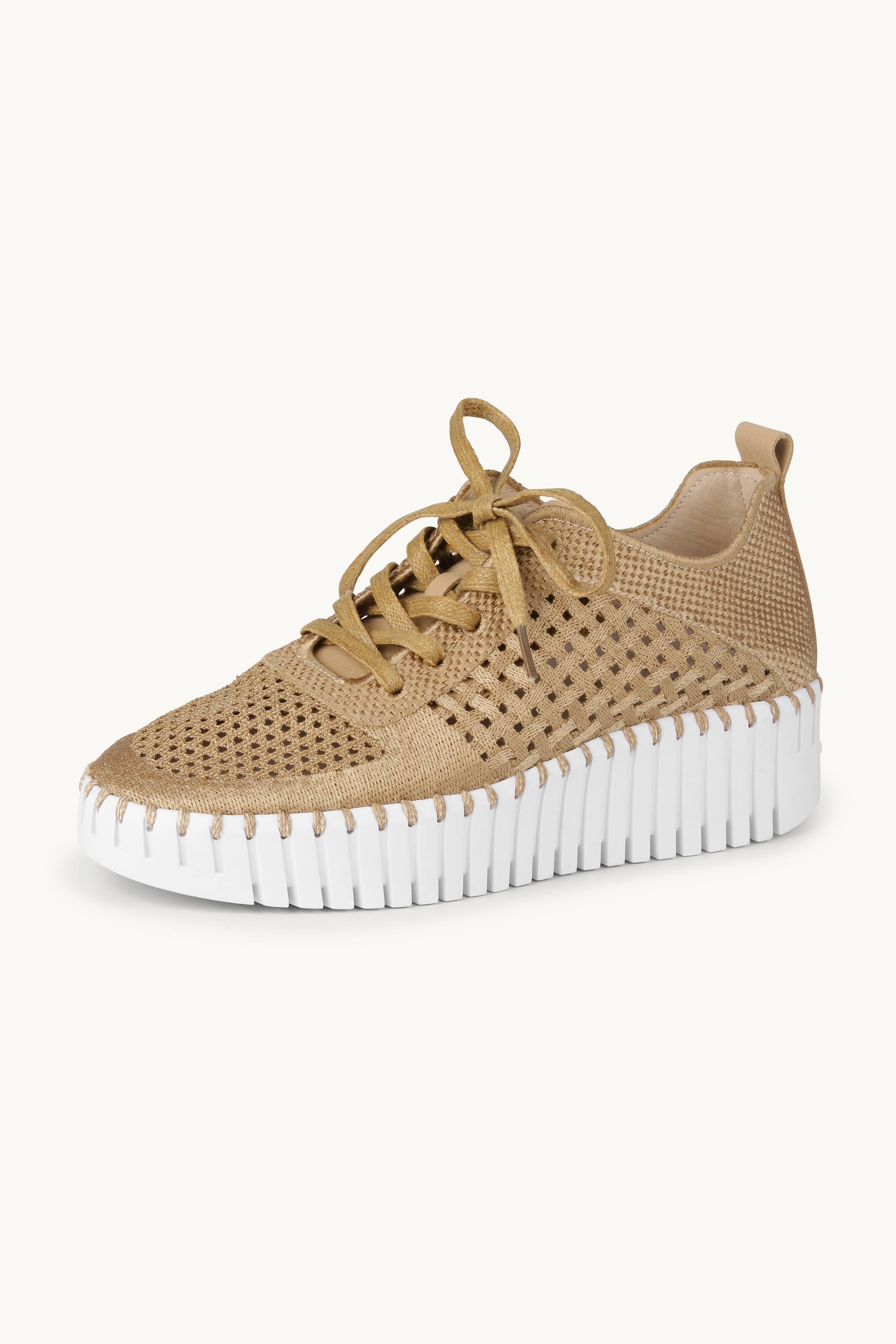 Tulip Flats With Laces - Latte White