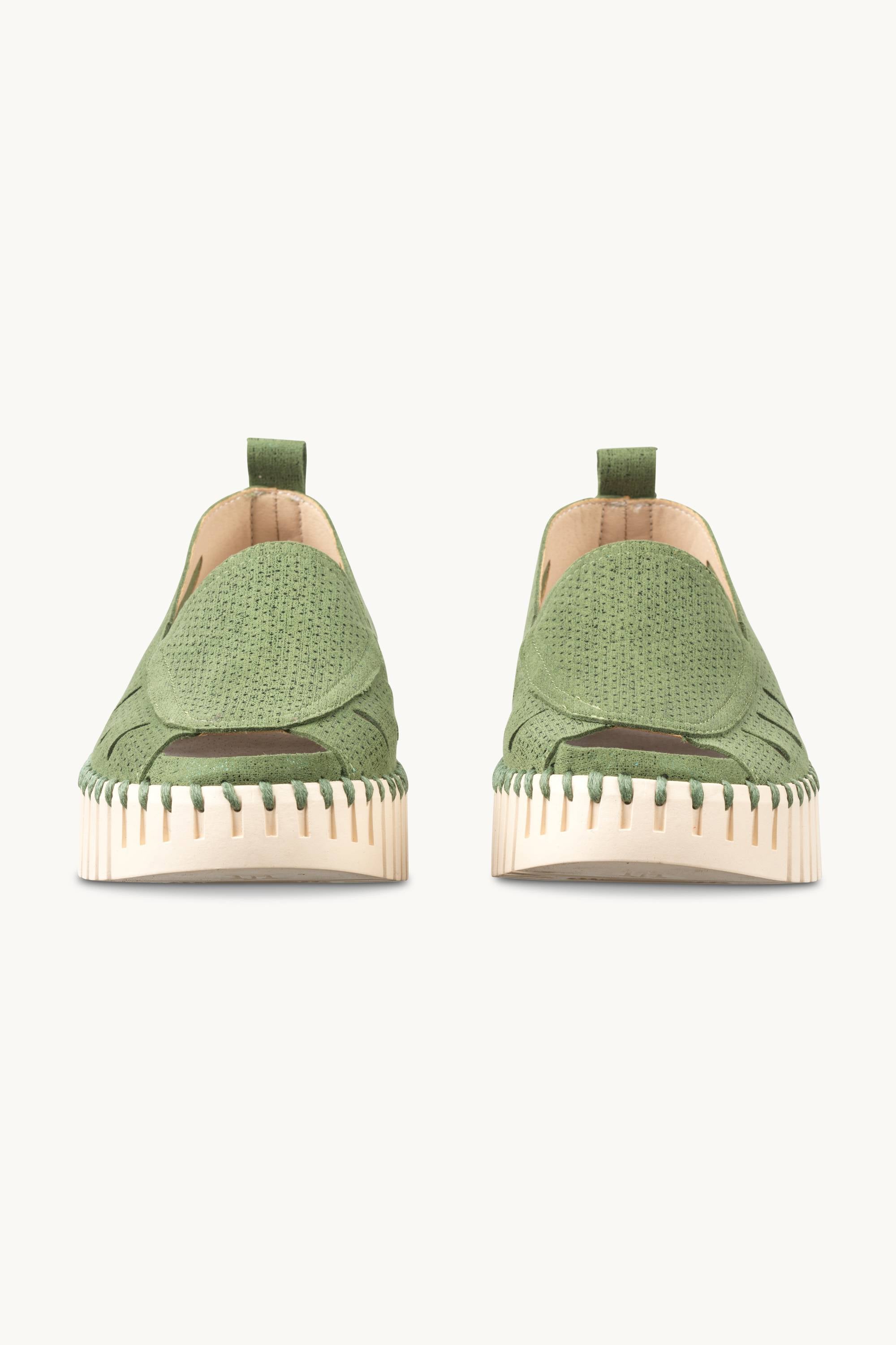 Tulip Sandal in Glitter - Artichoke Green Pearled Ivory