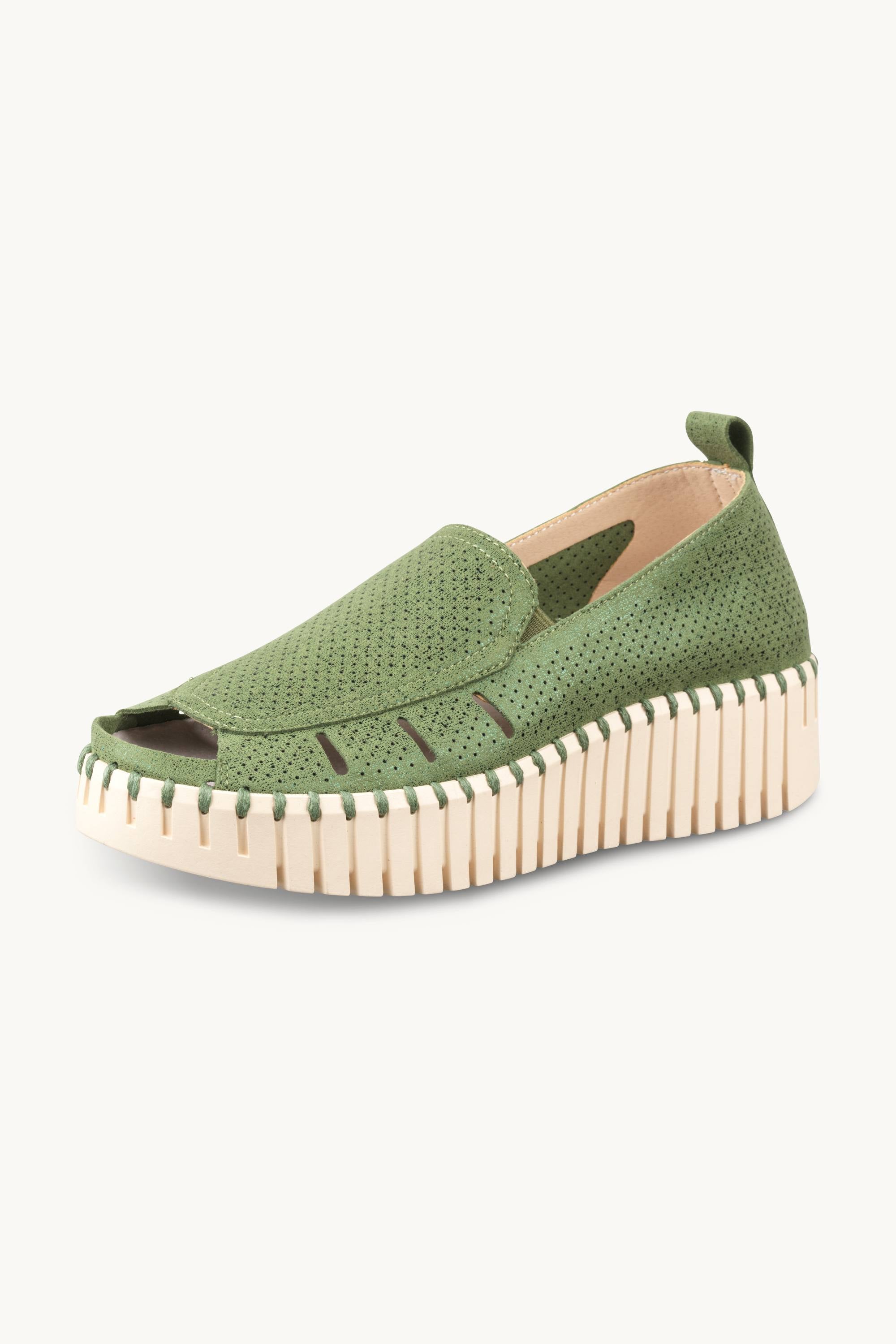 Tulip Sandal in Glitter - Artichoke Green Pearled Ivory